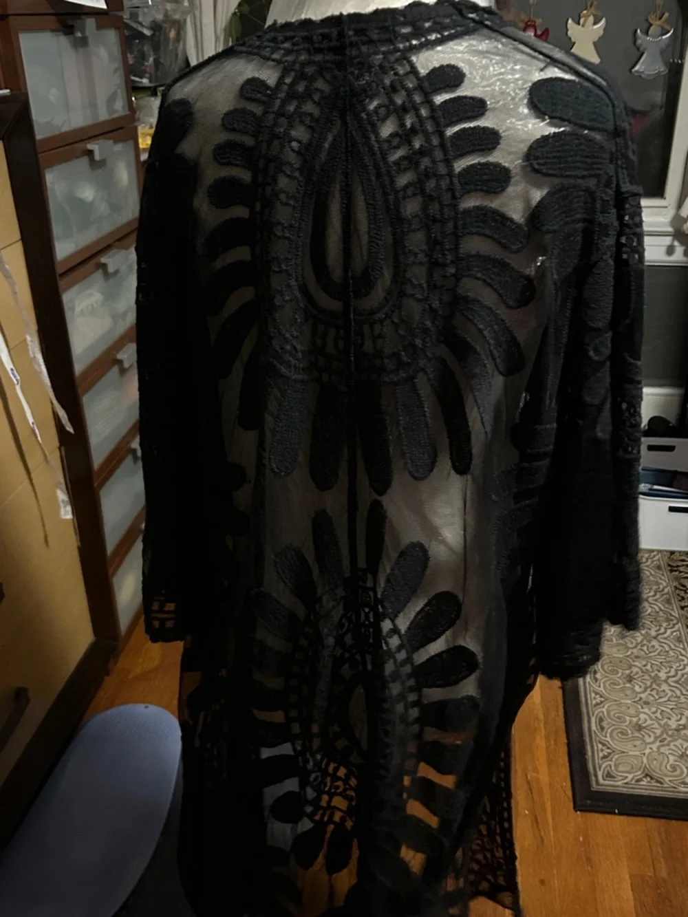 Sivana  Black Lace Floral Duster Coverup - Lightweight Kimono one size fit most